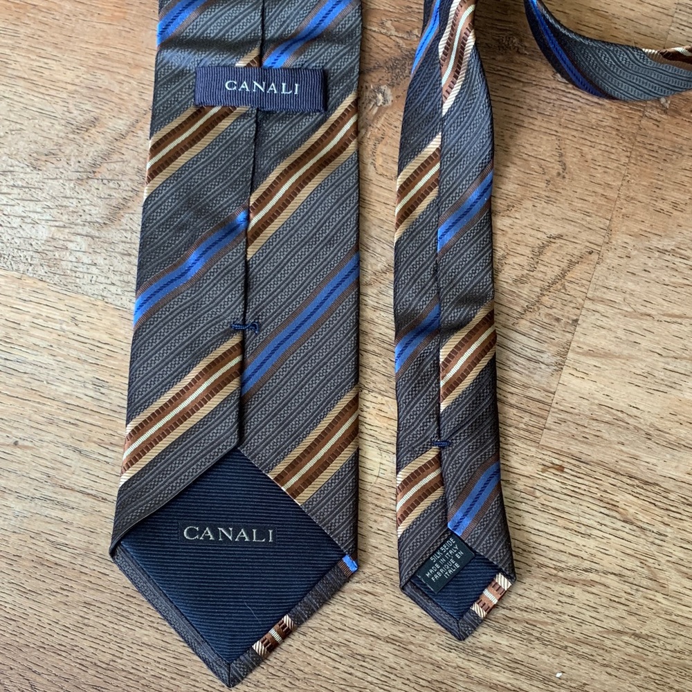 Canali Elegant Brown and Blue Diagonal Striped Tie